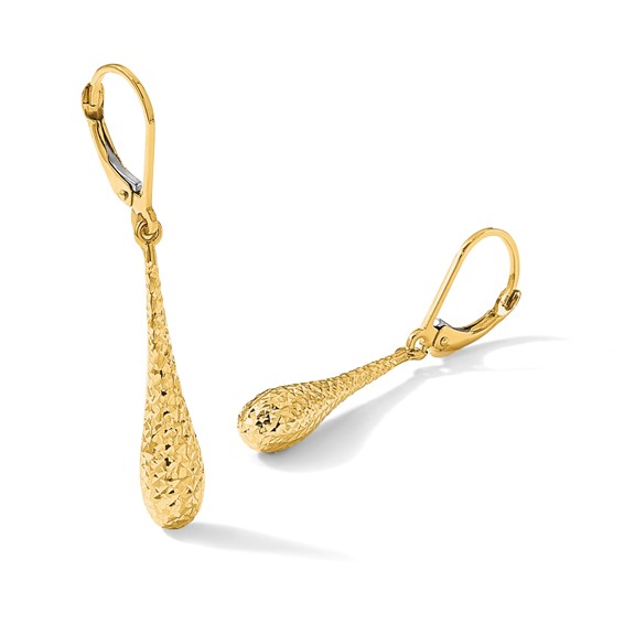 Leslie's Gold Polished and Diamond-cut Dangle Earrings