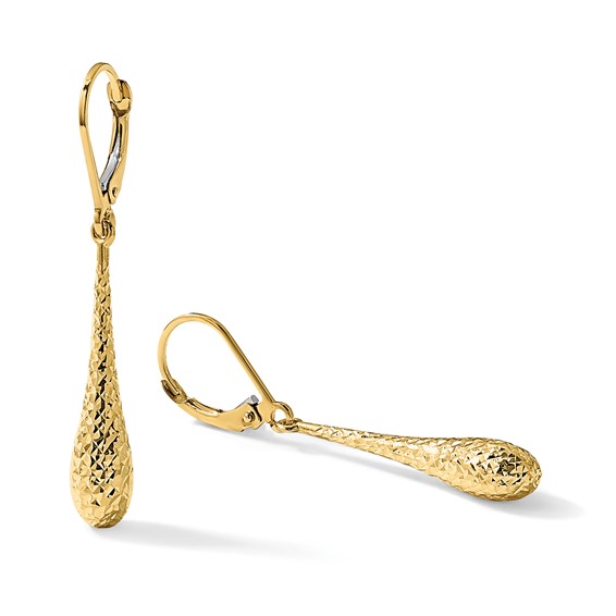 Leslie's Gold Polished and Diamond-cut Dangle Earrings