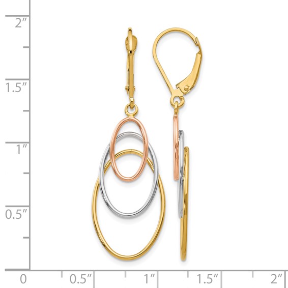 Leslie's 14K Tri-color Leverback Earrings