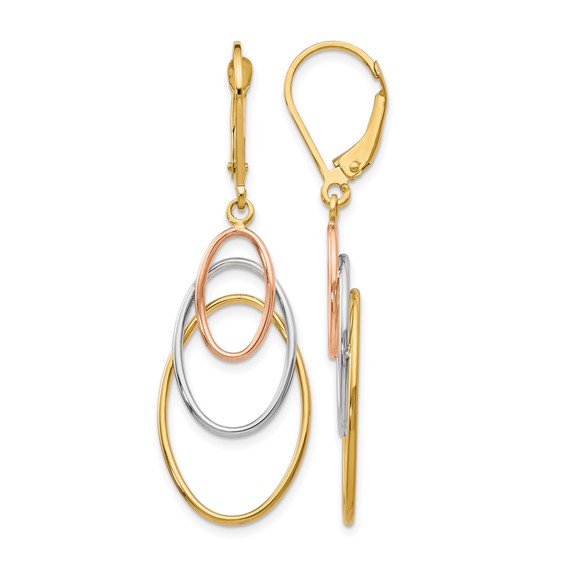 Leslie's 14K Tri-color Leverback Earrings