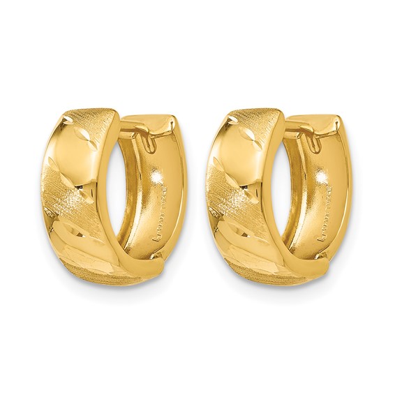 Leslie's Gold Polished and Brushed Hinged Hoop Earrings