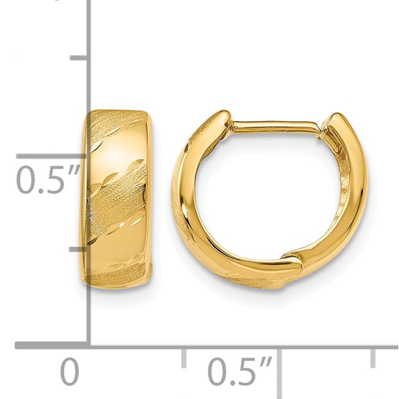 Leslie's Gold Polished and Brushed Hinged Hoop Earrings