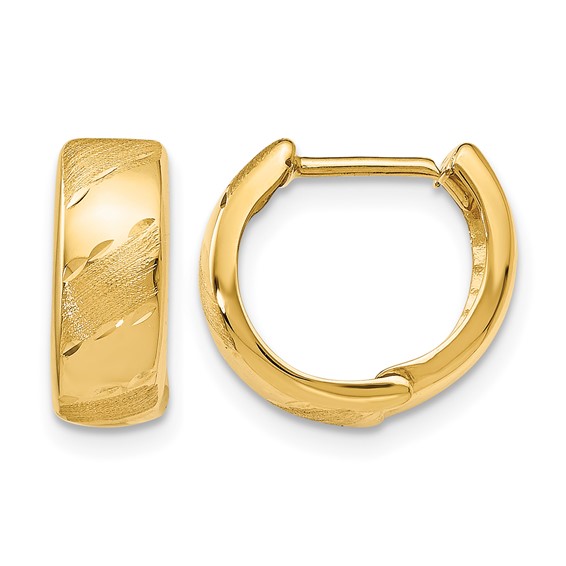 Leslie's Gold Polished and Brushed Hinged Hoop Earrings