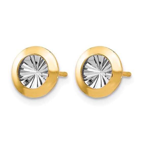Leslie's 14K Rhodium and Polished and D/C Post Earrings