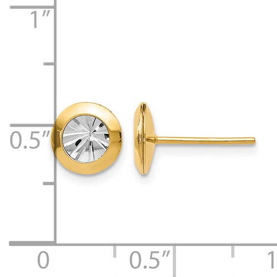 Leslie's 14K Rhodium and Polished and D/C Post Earrings