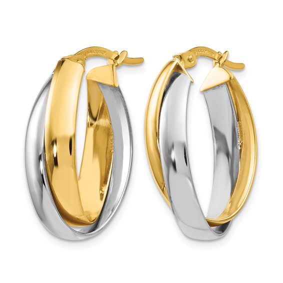 Leslie's 14K Two-tone Polished Double Oval Hoop Earrings