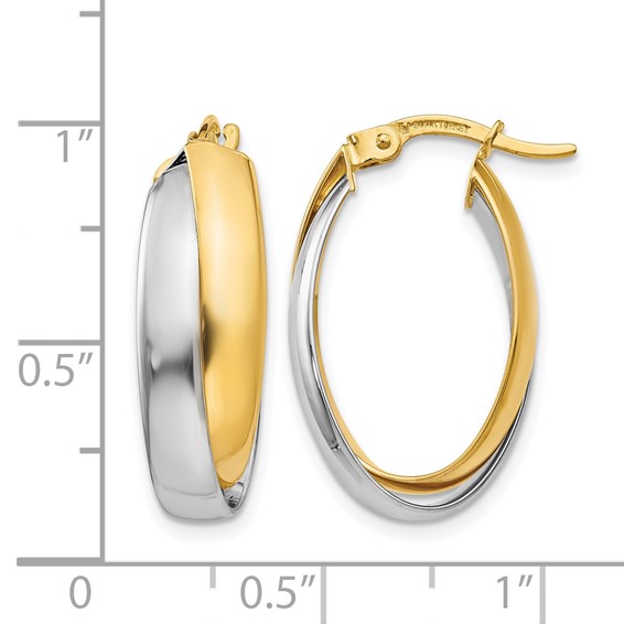 Leslie's 14K Two-tone Polished Double Oval Hoop Earrings