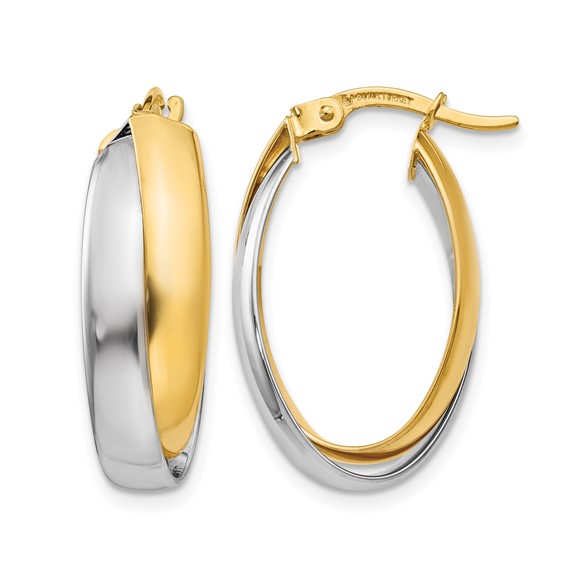 Leslie's 14K Two-tone Polished Double Oval Hoop Earrings