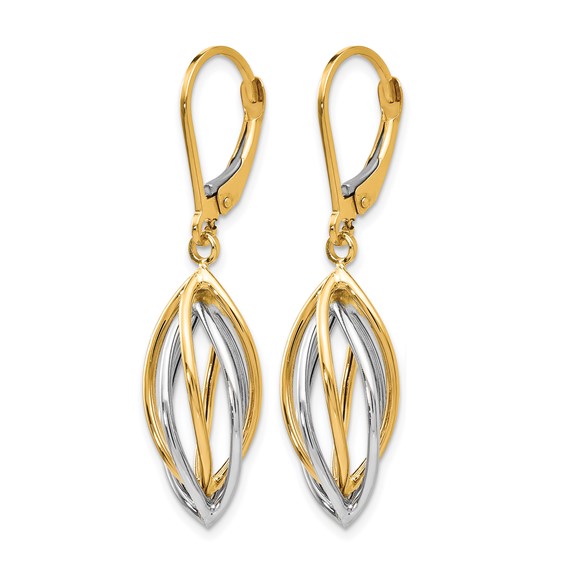 Leslie's 14K Two-tone Polished Leverback Earrings
