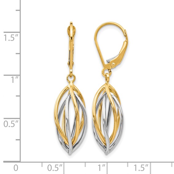 Leslie's 14K Two-tone Polished Leverback Earrings