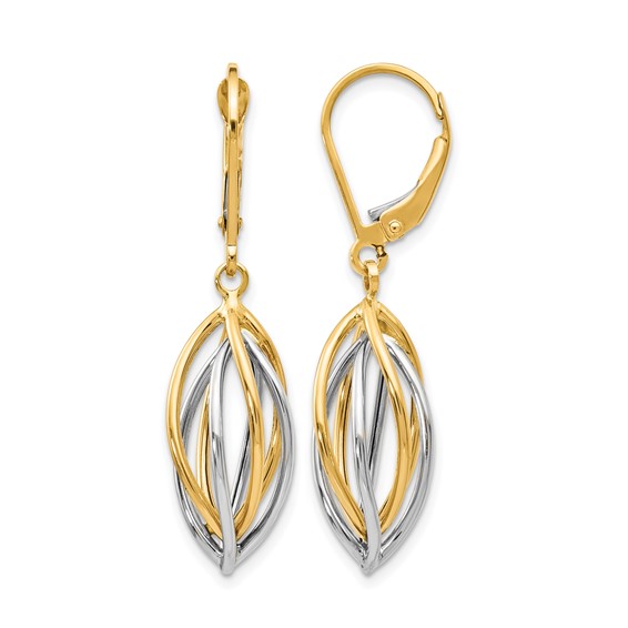 Leslie's 14K Two-tone Polished Leverback Earrings