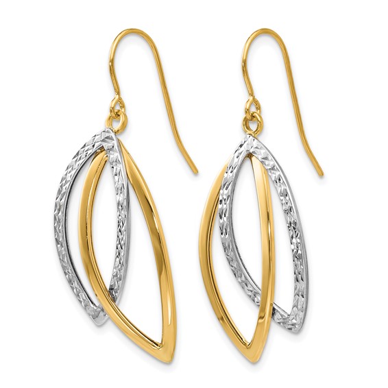 Leslie's Gold Polished and Textured Dangle Earrings