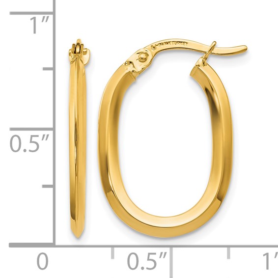 Leslie's 14K Polished Oval Hinged Hoop Earrings