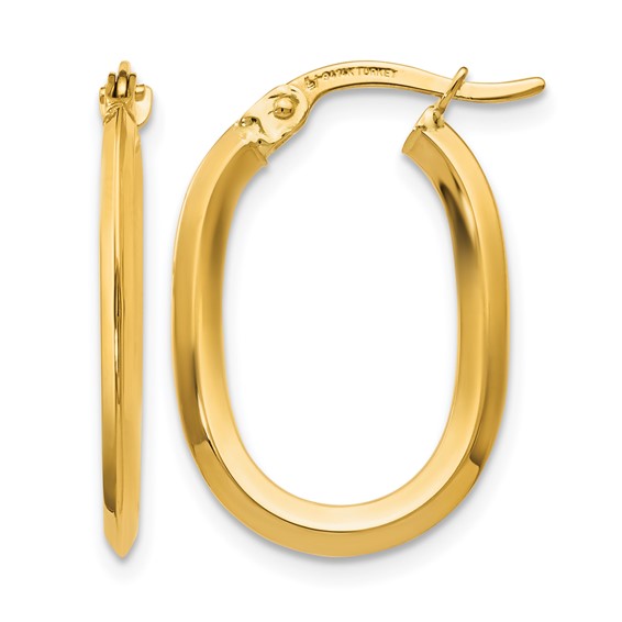 Leslie's 14K Polished Oval Hinged Hoop Earrings