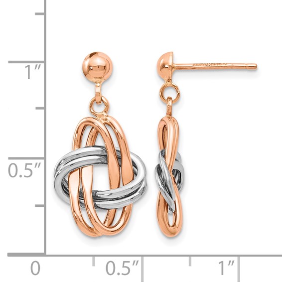 Leslie's 14K Two-tone Rose and White Polished Post Dangle Earrings