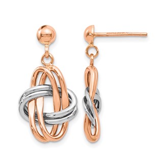 Leslie's 14K Two-tone Rose and White Polished Post Dangle Earrings