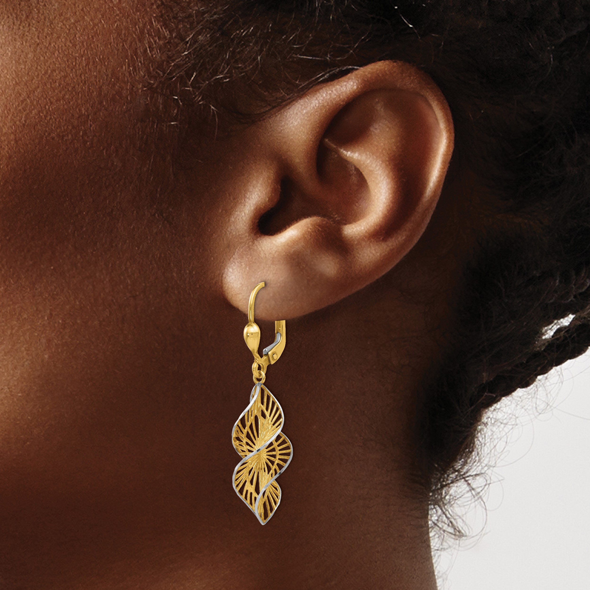 Gold Twirl Leaf Earrings