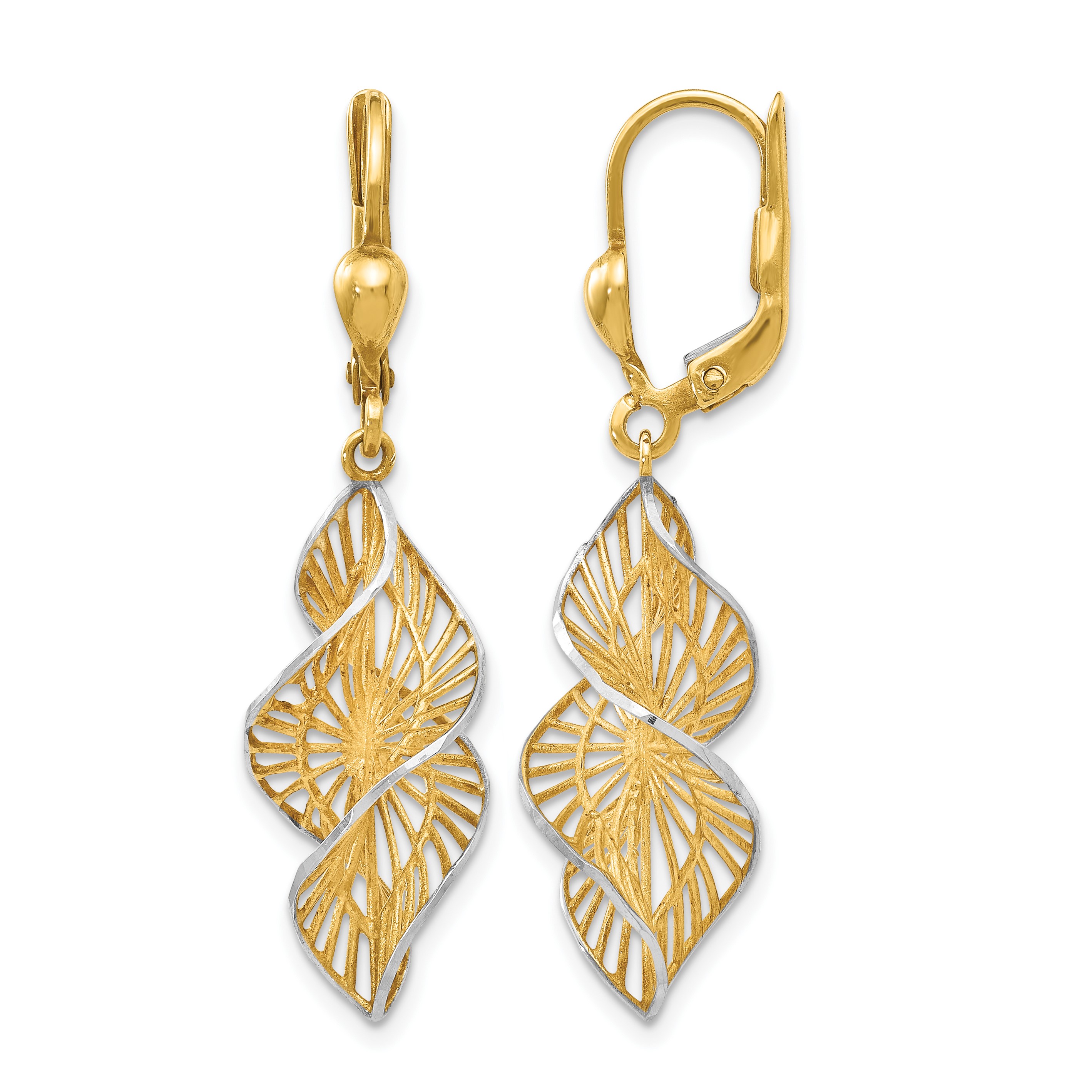 Gold Twirl Leaf Earrings