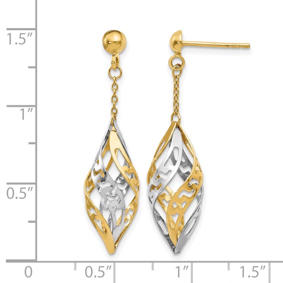 Leslie's 14K Two-tone Polished Post Dangle Earrings