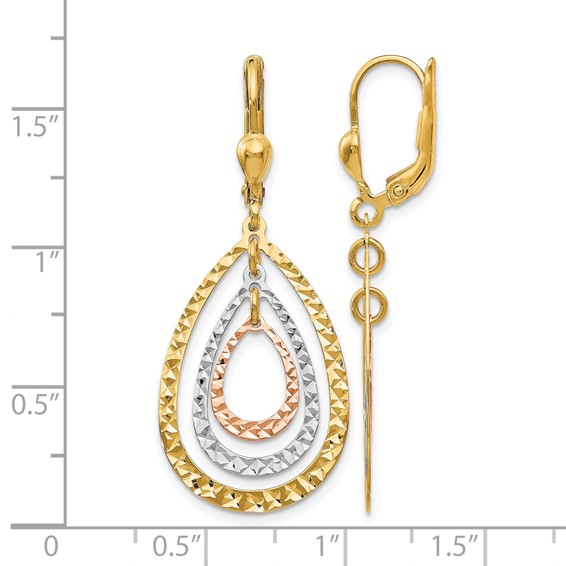 Leslie's 14K Tri-color Polished and D/C Leverback Earrings