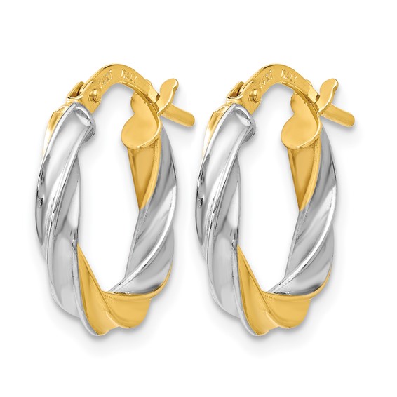 Leslie's 14K w/White Rhodium Plating Polished Hoop Earrings