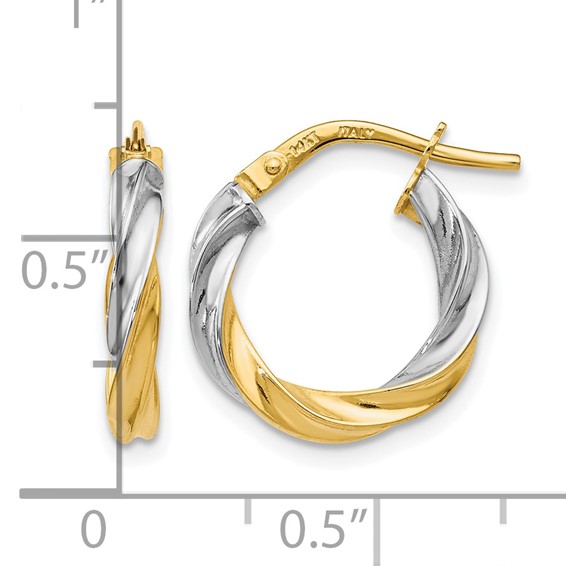 Leslie's 14K w/White Rhodium Plating Polished Hoop Earrings