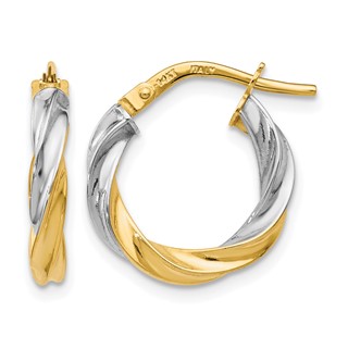 Leslie's 14K w/White Rhodium Plating Polished Hoop Earrings