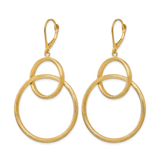 Leslie's 14K Scratch Finish Round Leverback Earrings