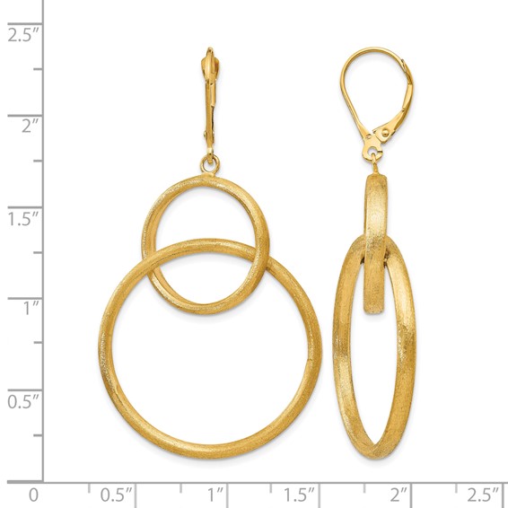 Leslie's 14K Scratch Finish Round Leverback Earrings