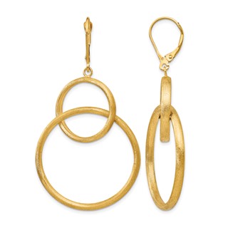 Leslie's 14K Scratch Finish Round Leverback Earrings