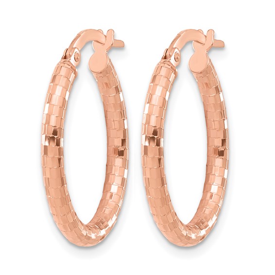 Leslie's 14K Rose Gold Textured Oval Hoop Earrings