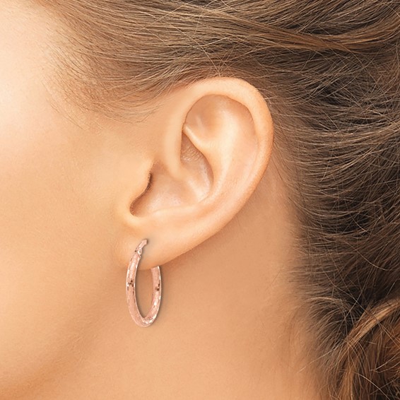 Leslie's 14K Rose Gold Textured Oval Hoop Earrings