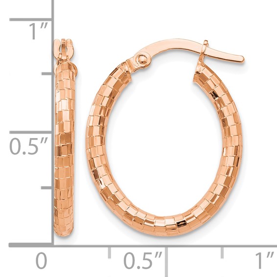 Leslie's 14K Rose Gold Textured Oval Hoop Earrings