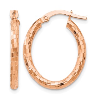 Leslie's 14K Rose Gold Textured Oval Hoop Earrings