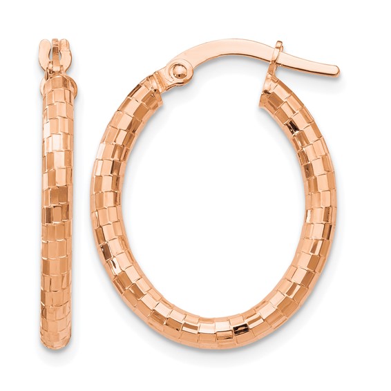 Leslie's 14K Rose Gold Textured Oval Hoop Earrings