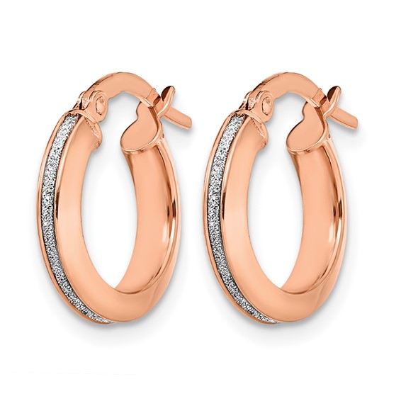 Leslie's 14K Rose Gold Polished Glimmer Infused Hoop Earrings