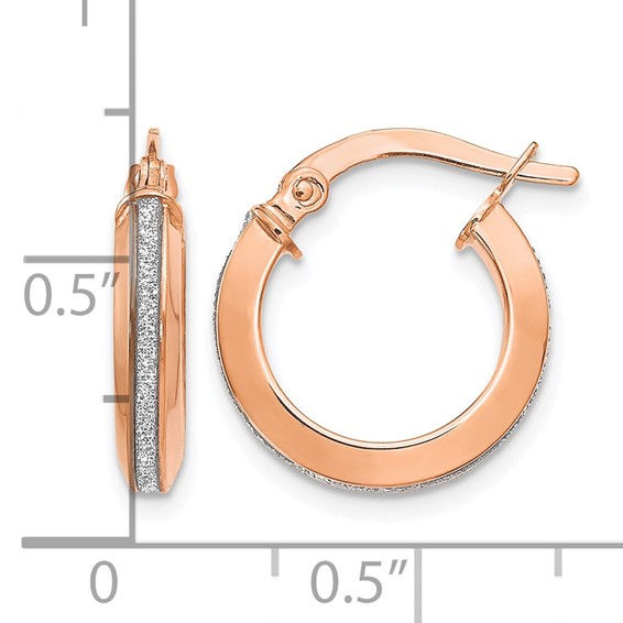 Leslie's 14K Rose Gold Polished Glimmer Infused Hoop Earrings