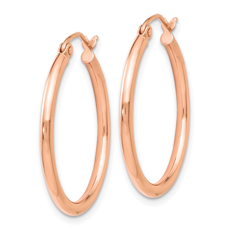 14K Rose Gold 2x25mm Polished Hoop Earrings
