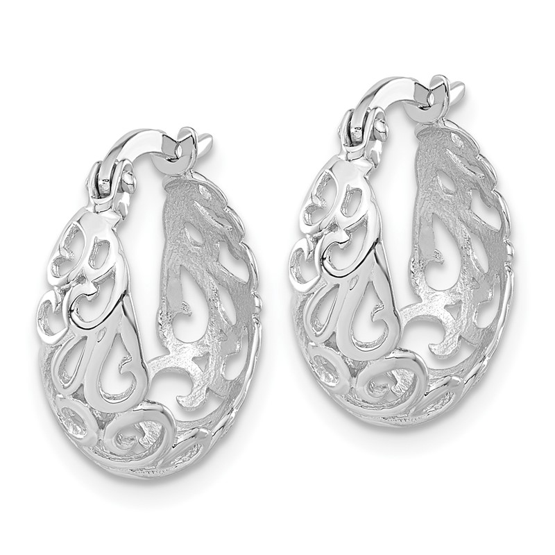 14K White Gold Polished Hoop Earrings