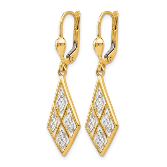 Leslie's 14K with Rhodium D/C Leverback Earrings