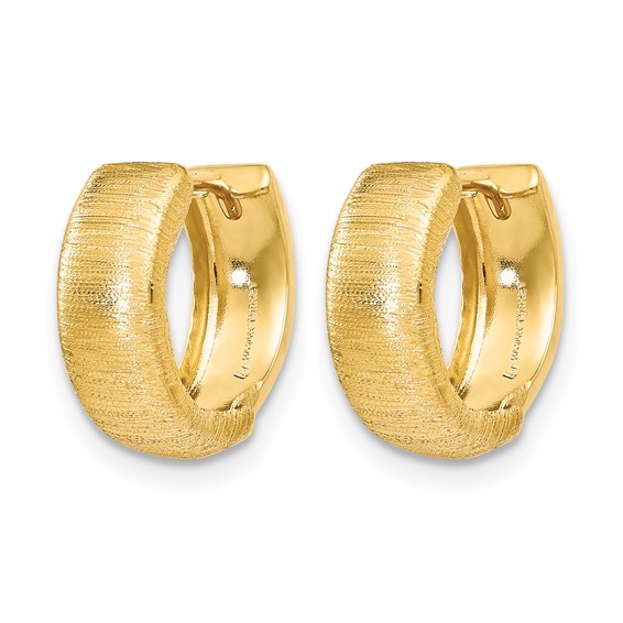 Leslie's 14K Polished and Textured Hinged Hoop Earrings