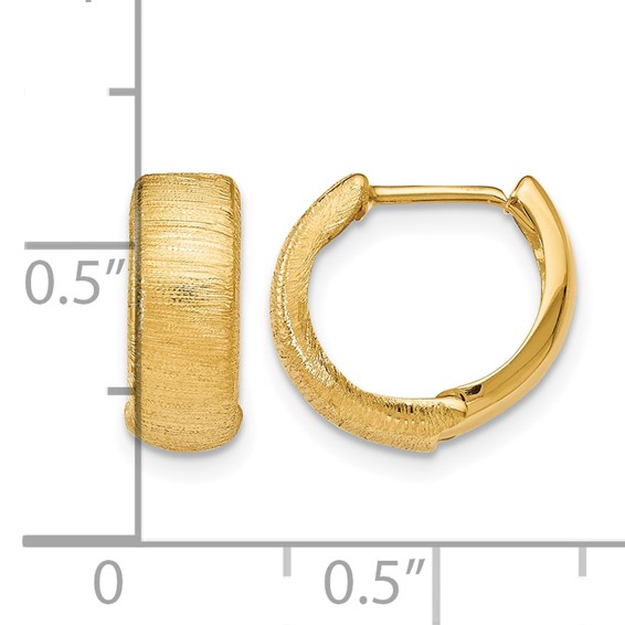 Leslie's 14K Polished and Textured Hinged Hoop Earrings