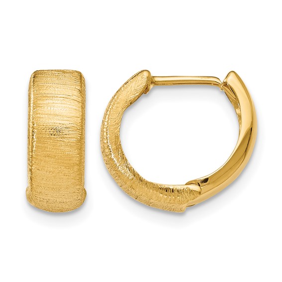 Leslie's 14K Polished and Textured Hinged Hoop Earrings