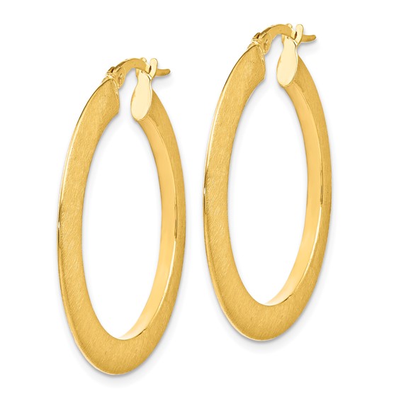 Leslie's 14K Brushed Hinged Hoop Earrings