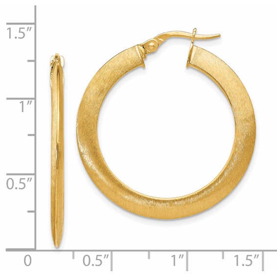 Leslie's 14K Brushed Hinged Hoop Earrings