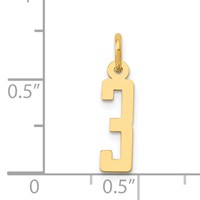 14K Yellow Gold Small Elongated Number 3 Charm view 4