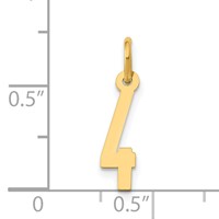 14K Yellow Gold Small Elongated Number 4 Charm view 4