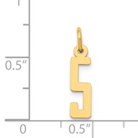 14K Yellow Gold Small Elongated Number 5 Charm view 4