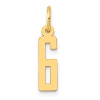 14K Yellow Gold Small Elongated Number 6 Charm view 1