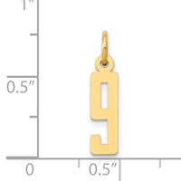 14K Yellow Gold Small Elongated Number 9 Charm view 4